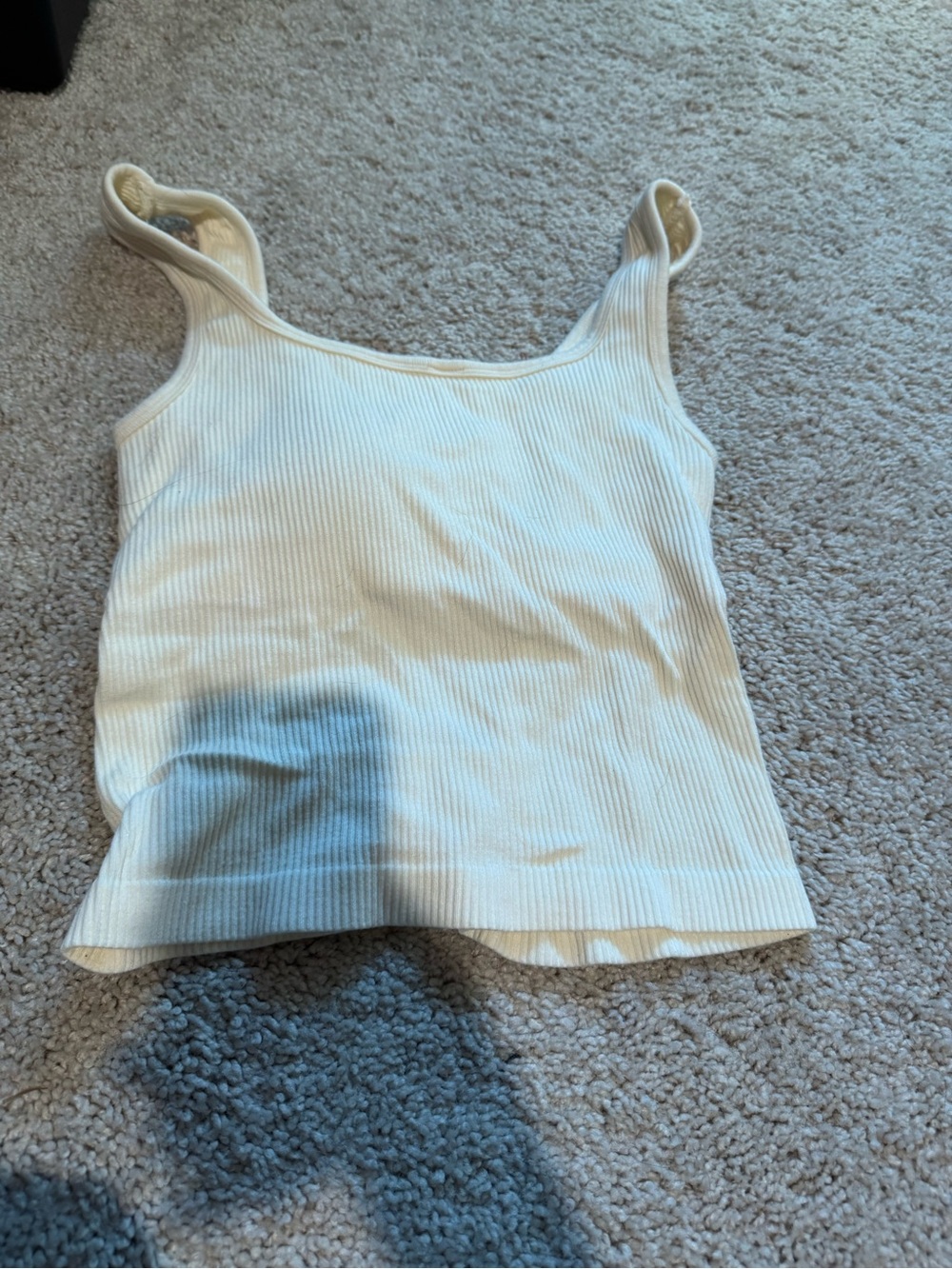 Women’s Cream Ribbed Tank - Scoop Neck Essential